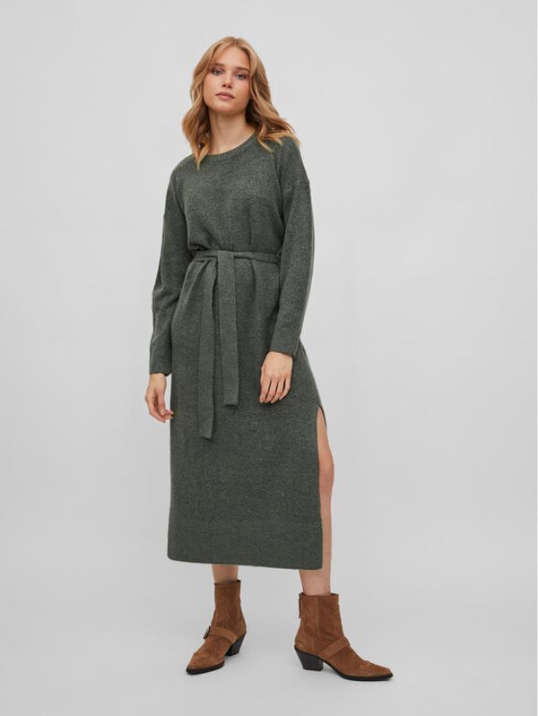 Vila Vila Плетена рокля Cilia 14076061 Зелен Regular Fit