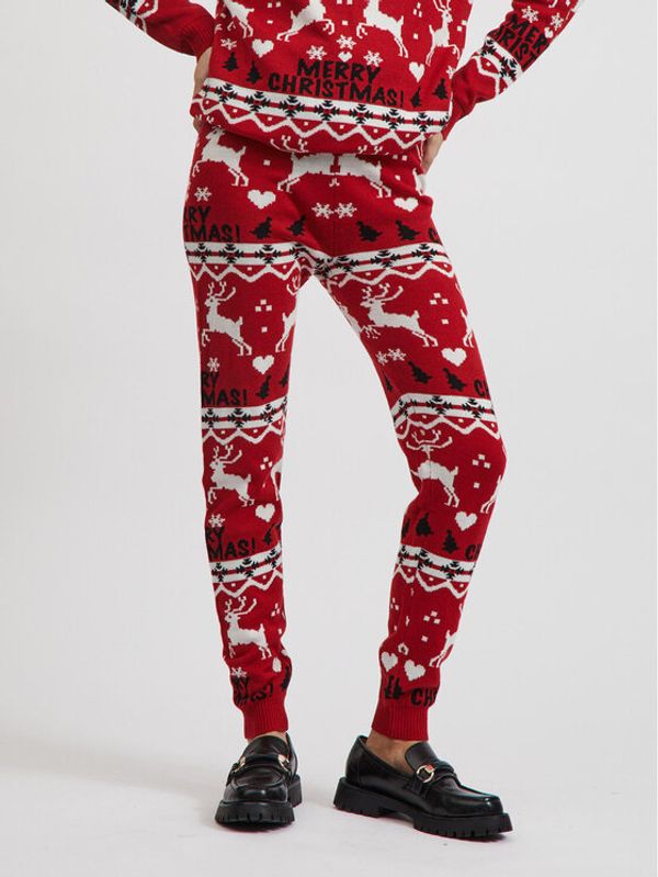 Vila Vila Плетени панталони Anna 14071993 Червен Slim Fit