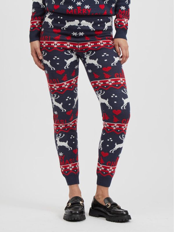 Vila Vila Плетени панталони Anna 14071993 Тъмносин Slim Fit