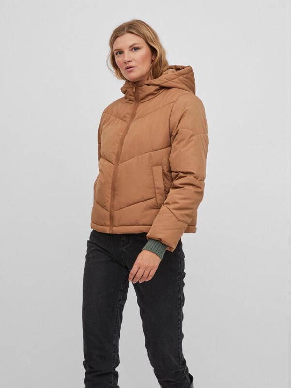 Vila Vila Пухено яке Illy 14075111 Кафяв Regular Fit