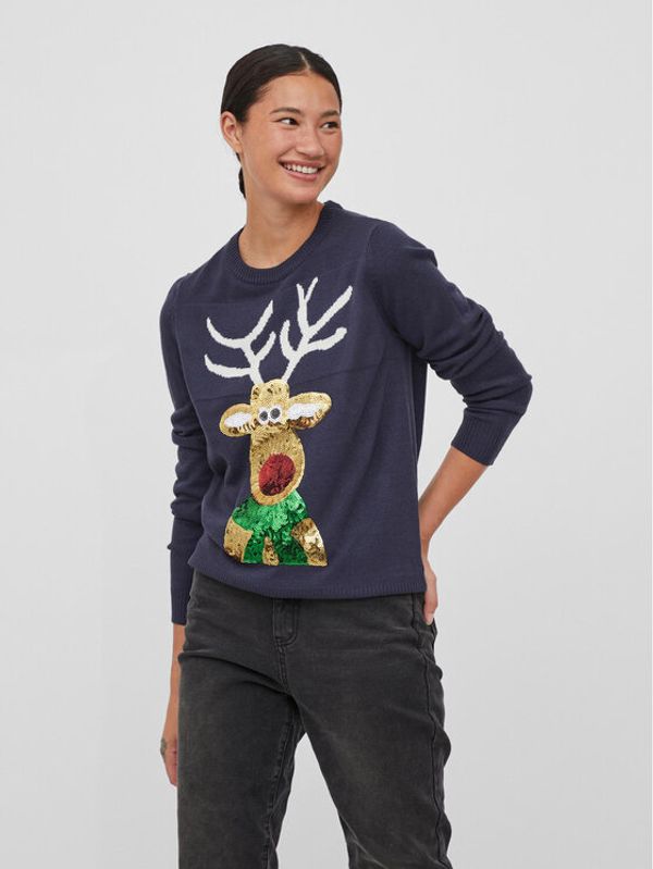 Vila Vila Пуловер Cupid 14081817 Тъмносин Regular Fit