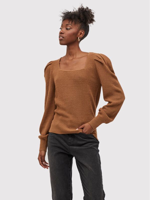 Vila Vila Пуловер See 14075506 Кафяв Relaxed Fit