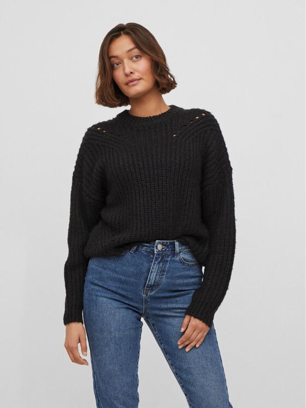 Vila Vila Пуловер Suba 14075507 Черен Regular Fit