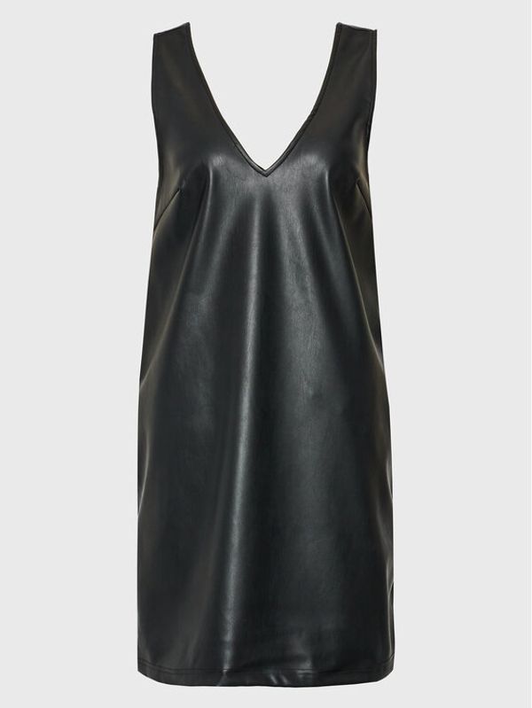 Vila Vila Рокля от имитация на кожа Aly 14081078 Черен Regular Fit