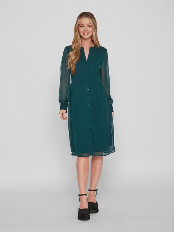 Vila Vila Рокля тип риза 14084475 Зелен Regular Fit