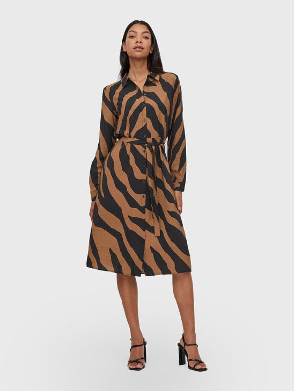 Vila Vila Рокля тип риза Dogma 14077043 Кафяв Regular Fit