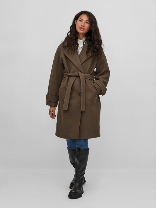 Vila Vila Вълнено палто Paniana 14076464 Зелен Regular Fit