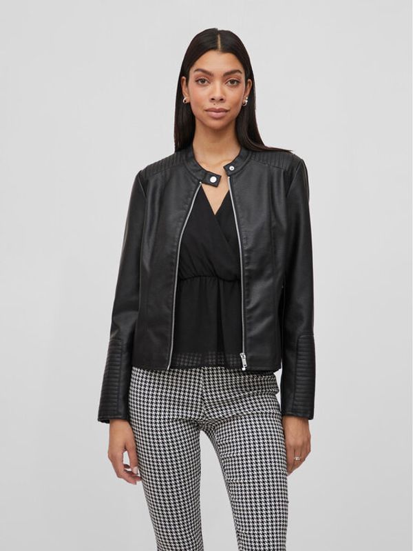 Vila Vila Яке от имитация на кожа 14085931 Черен Regular Fit