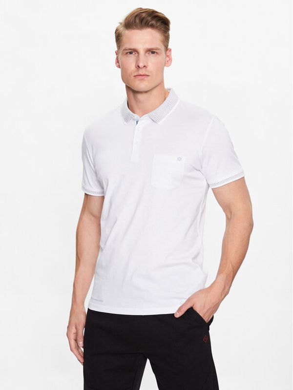 Volcano Volcano Тениска с яка и копчета T-Drago M35084 Бял Regular Fit