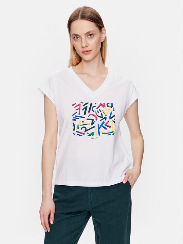Volcano Volcano Тишърт T-Abstract L02156-S23 Бял Regular Fit