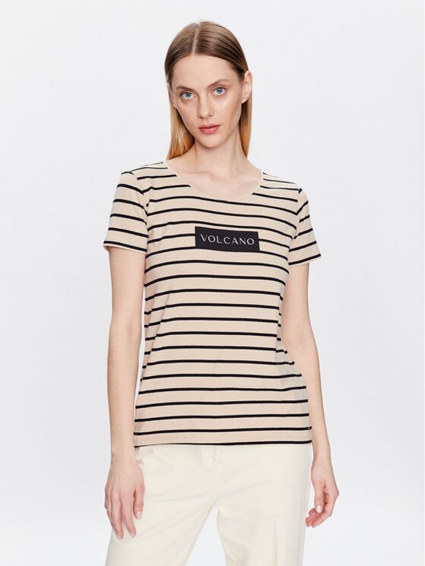 Volcano Volcano Тишърт T-Viv L02149-S23 Бежов Regular Fit