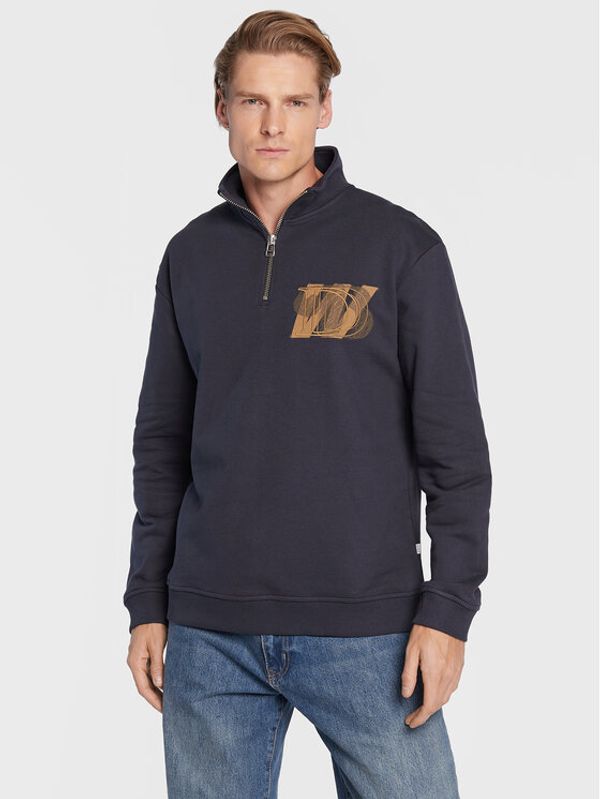 Woodbird Woodbird Суитшърт Lass Scription 2246-607 Тъмносин Regular Fit