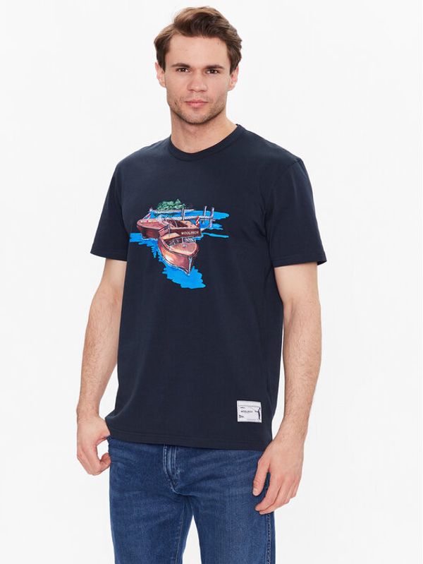 Woolrich Woolrich Тишърт Painted Zavikon CFWOTE0099MRUT2926 Тъмносин Regular Fit