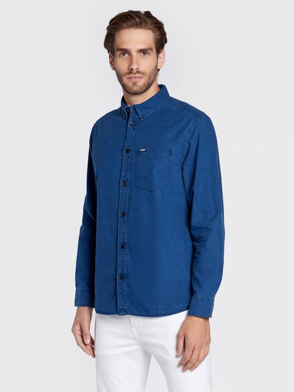 Wrangler Wrangler дънкова риза W5B1BMX1E Тъмносин Regular Fit