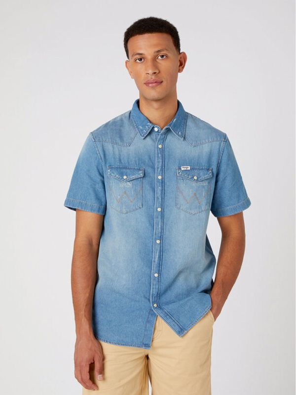 Wrangler Wrangler дънкова риза W5H8LWZ53 Син Regular Fit