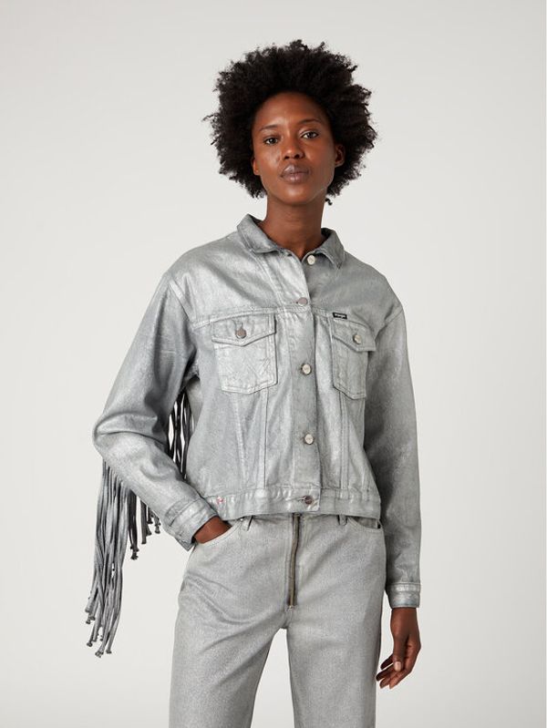 Wrangler Wrangler Дънково яке Souvenir Fringe W4T144M30 112327270 Сив Relaxed Fit