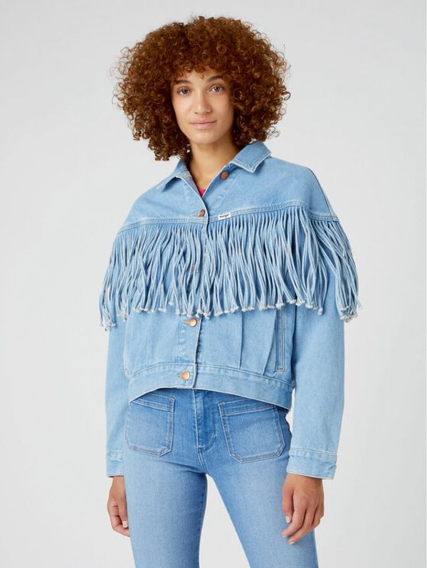 Wrangler Wrangler Дънково яке Western Fringe W5039632W 112332055 Син Relaxed Fit