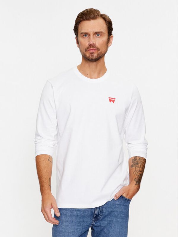 Wrangler Wrangler Тениска с дълъг ръкав 112341138 Бял Regular Fit