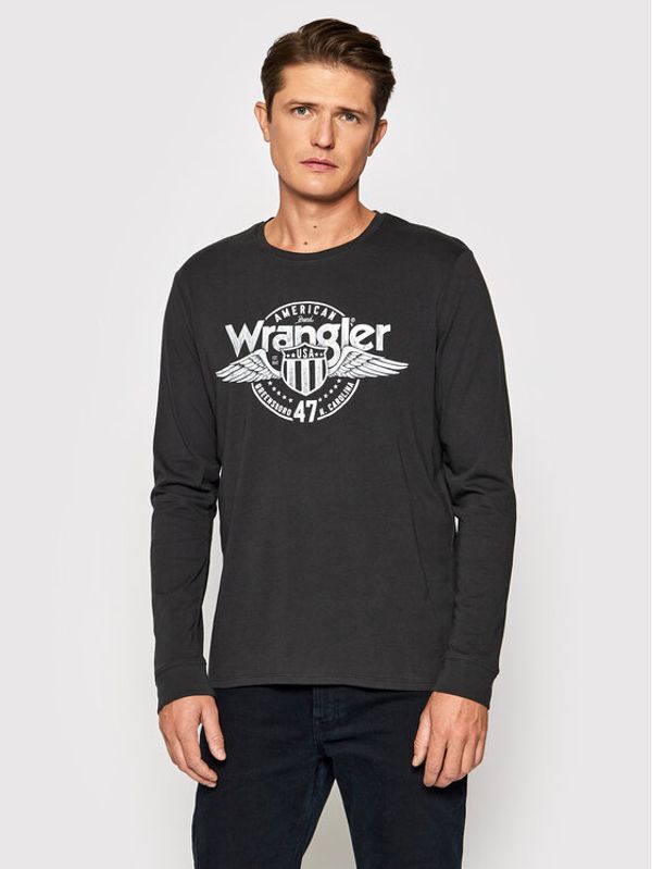 Wrangler Wrangler Тениска с дълъг ръкав Ls Americana Tee W7J5D3XV6 Черен Regular Fit