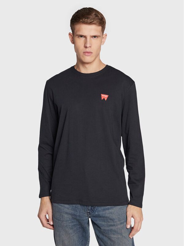 Wrangler Wrangler Тениска с дълъг ръкав Sign Off W70KD3100 112320742 Черен Regular Fit