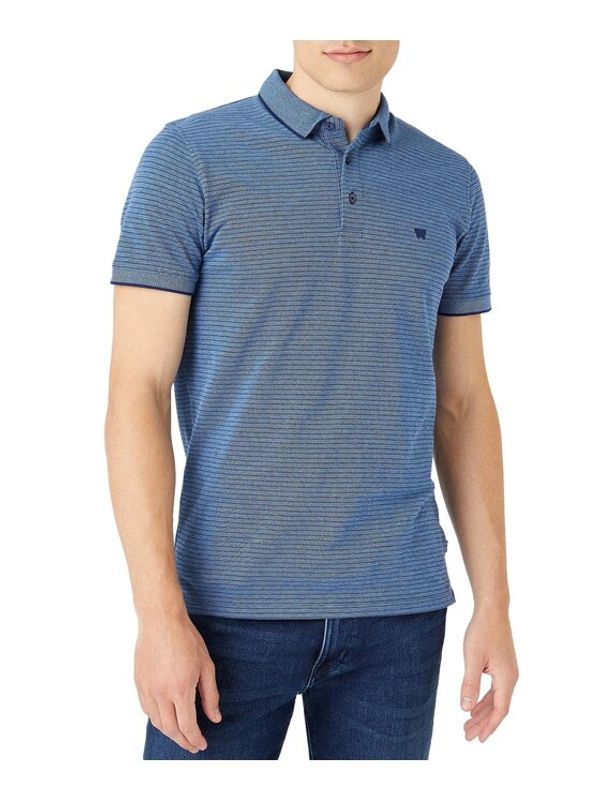 Wrangler Wrangler Тениска с яка и копчета W7H7KEX9I Син Regular Fit
