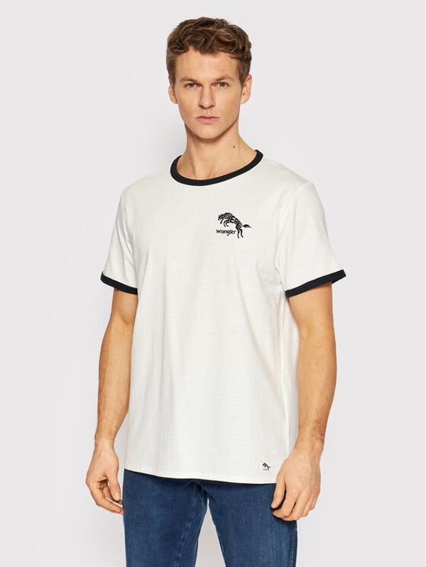Wrangler Wrangler Тишърт 75th Anni Ringer W747EEZ13 Бял Regular Fit