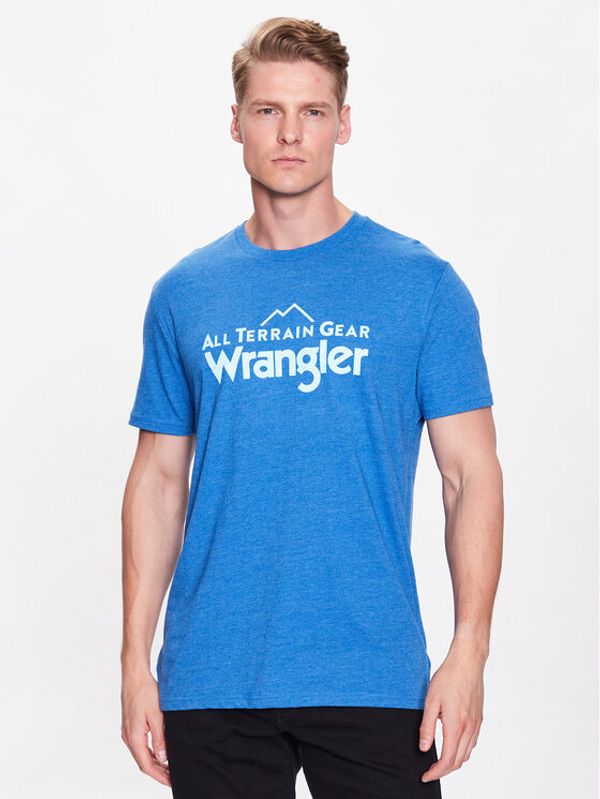Wrangler Wrangler Тишърт Logo Tee WC5FGE47G 112335672 Син Regular Fit