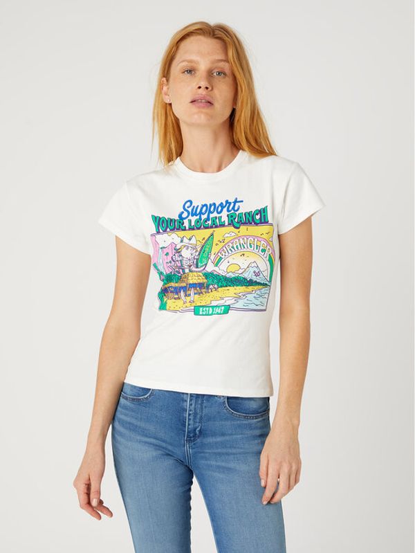 Wrangler Wrangler Тишърт Shrunken Band W7FDEEW02 112332013 Бял Slim Fit