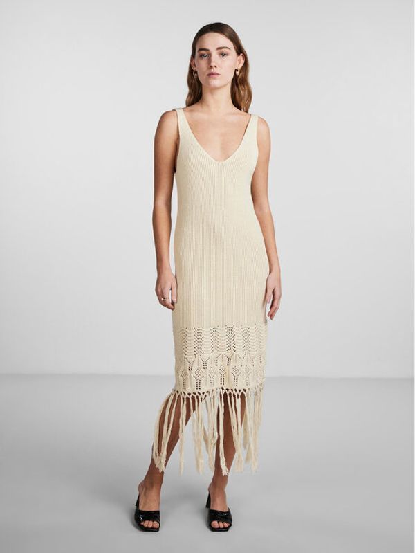 YAS YAS Плетена рокля 26030324 Бежов Regular Fit