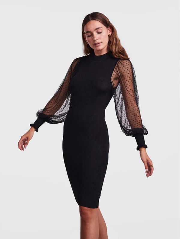 YAS YAS Плетена рокля Melania 26028581 Черен Slim Fit