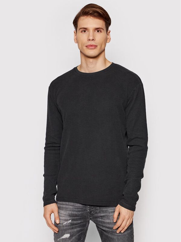 Young Poets Society Young Poets Society Тениска с дълъг ръкав Henry Waffle 106453 Черен Regular Fit