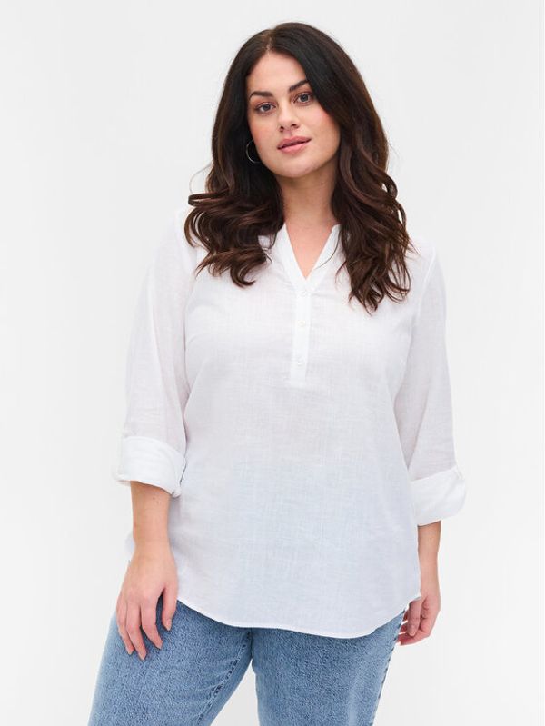 Zizzi Zizzi Блуза CA02361A Бял Regular Fit