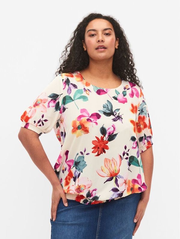 Zizzi Zizzi Блуза M58824B Бял Regular Fit