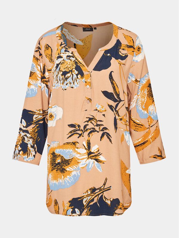 Zizzi Zizzi Блуза V00057E Бежов Regular Fit
