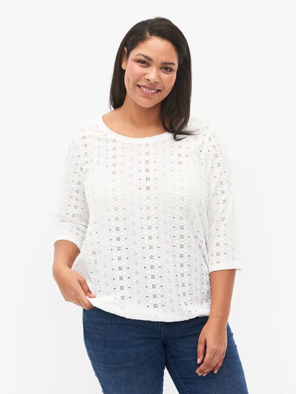 Zizzi Zizzi Блуза V50249B Бял Loose Fit