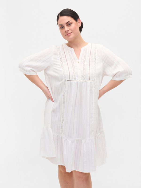 Zizzi Zizzi Ежедневна рокля M58695A Бял Loose Fit
