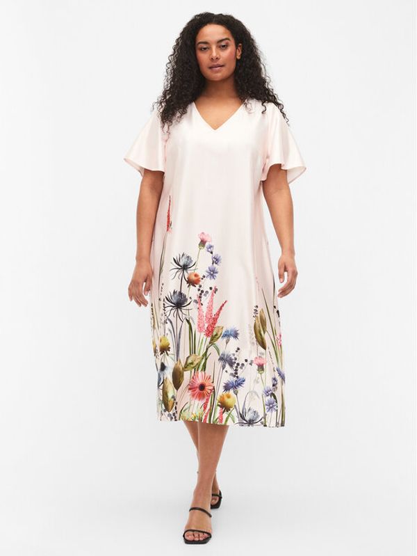 Zizzi Zizzi Ежедневна рокля M58843A Бял Loose Fit