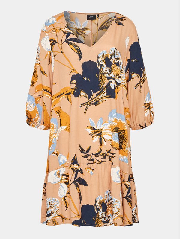 Zizzi Zizzi Ежедневна рокля V00057I Бежов Regular Fit