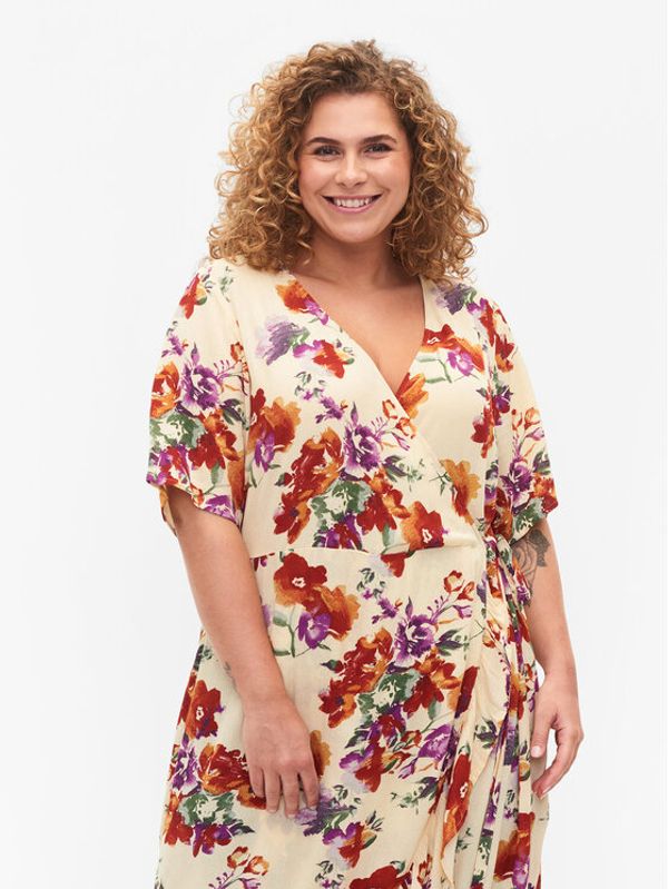 Zizzi Zizzi Лятна рокля V00038H Екрю Regular Fit