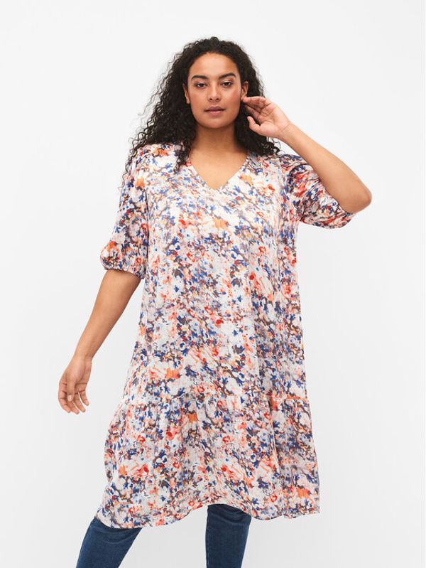 Zizzi Zizzi Рокля M58823A Бял Regular Fit