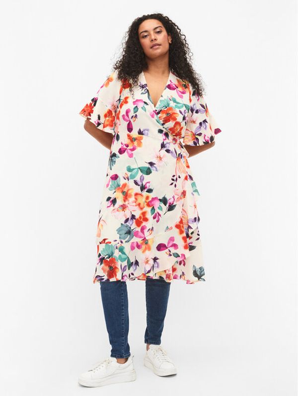 Zizzi Zizzi Рокля M58824A Бял Regular Fit