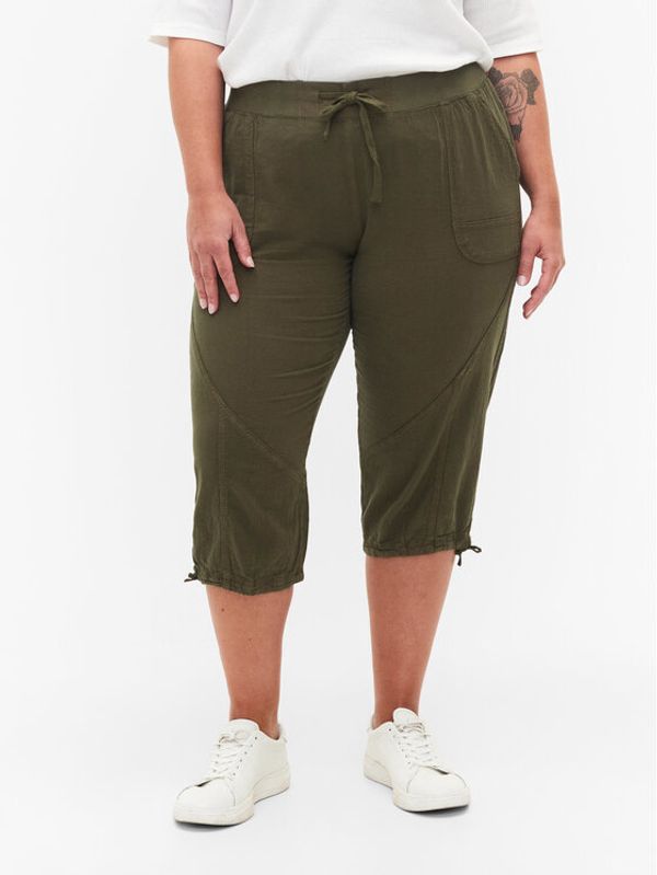 Zizzi Zizzi Текстилни панталони J80001J Зелен Loose Fit