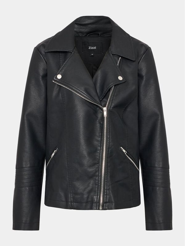 Zizzi Zizzi Яке от имитация на кожа M61243A Черен Regular Fit