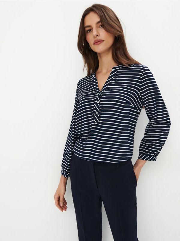 Mohito Mohito - Блуза на райе с високо съдържание на вискоза - нави