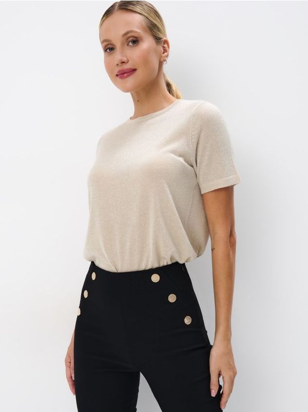 Mohito Mohito - Блуза с акцент металическа нишка - бежово