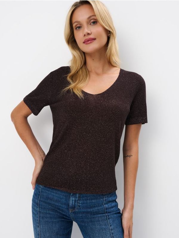 Mohito Mohito - Блуза с акцент металическа нишка - кафяво