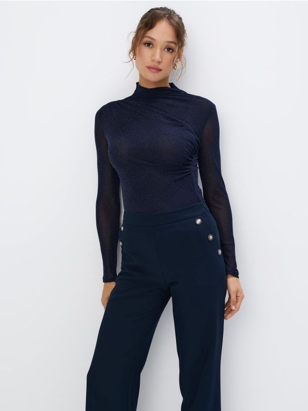 Mohito Mohito - Блуза с акцент металическа нишка - нави