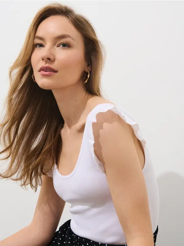 Mohito Mohito - Блуза с декоративен ръкав - бяло