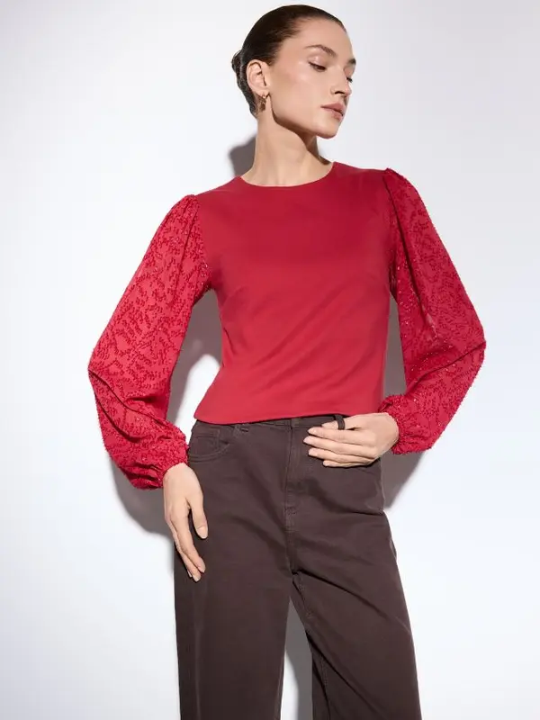 Mohito Mohito - Блуза с декоративен ръкав - червен