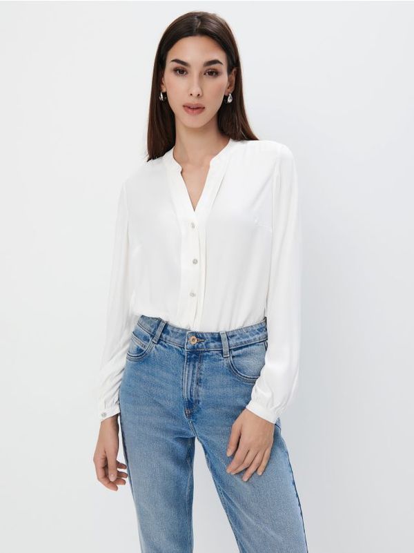 Mohito Mohito - Блуза с декоративни копчета - кремaво